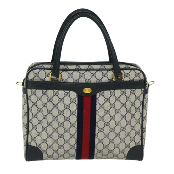 GUCCI GG Supreme Sherry Line Hand Bag PVC 2way Navy Red 904 02 015 Auth 68271 - Picture 13 of 16